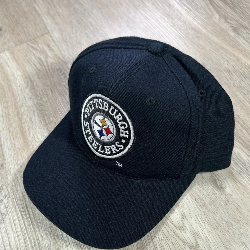 VTG Pittsburgh Steelers Snapback Hat NFL Football Black Pro Line AJD Wool Cap